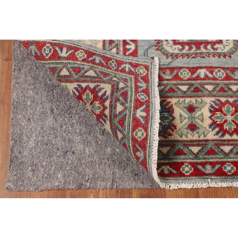 Geometric Kazak Oriental Area Rug Hand-Knotted Wool Carpet - 6'7" x 9'5"