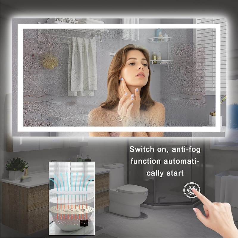 60X36 LED Bathroom Mirror - Silver