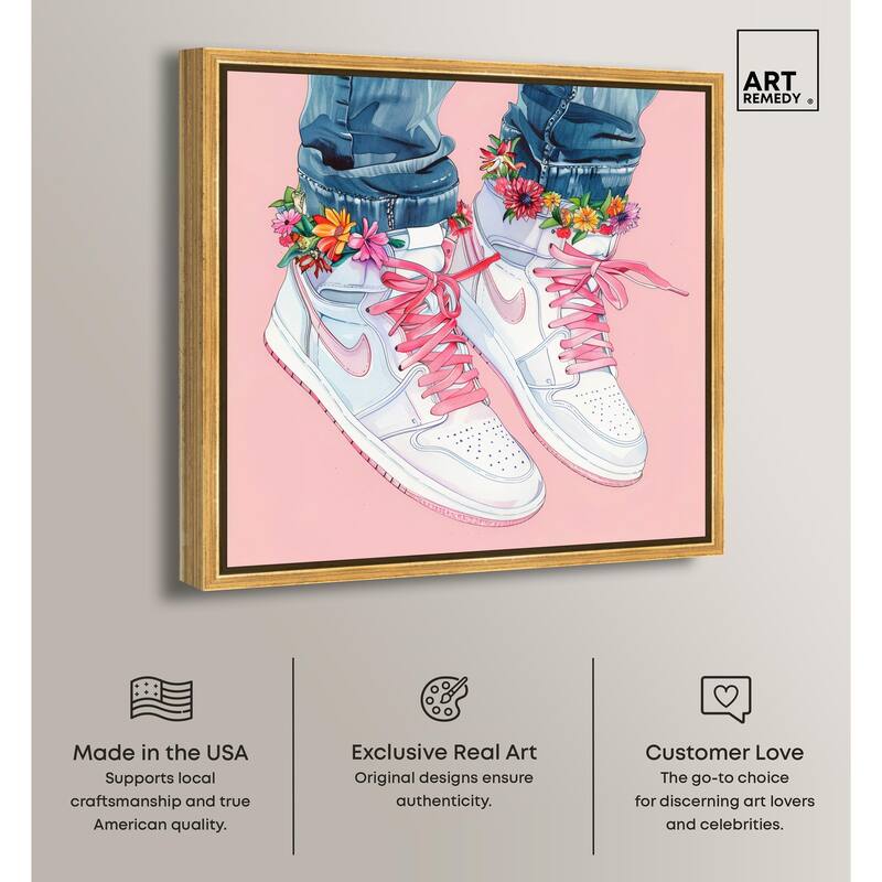 Blush Floral Bloom Sneakers Canvas by Art Remedy