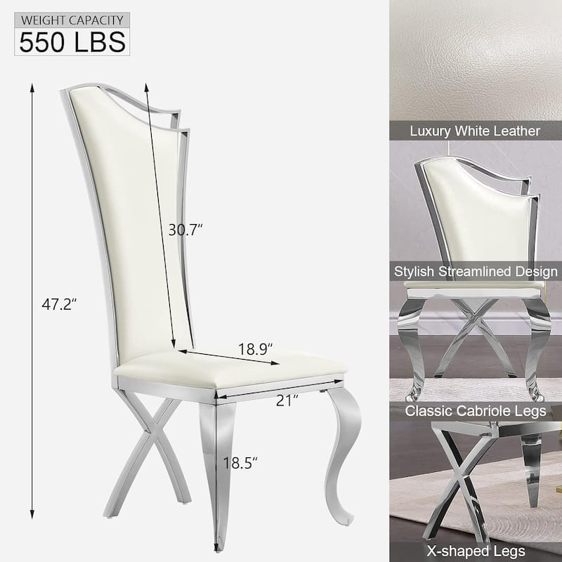 Luxury Upholstered Dining Chairs with Stylish Streamlined High Back with Cabriole X-Shaped Legs