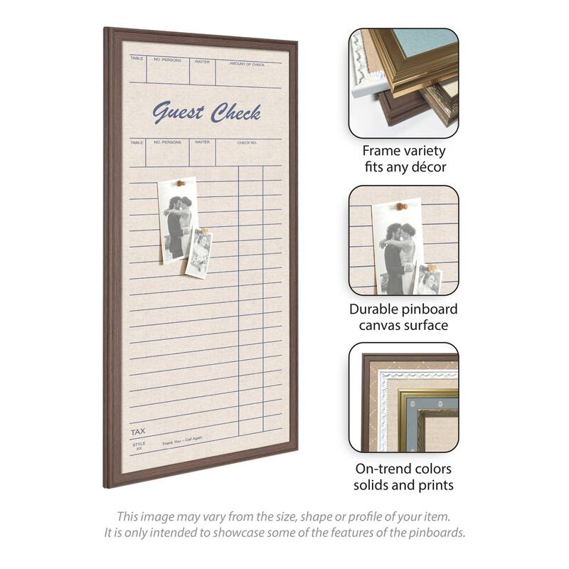 Kate and Laurel Framed Fabric Pinboard Linen Guest Check Wall Organization
