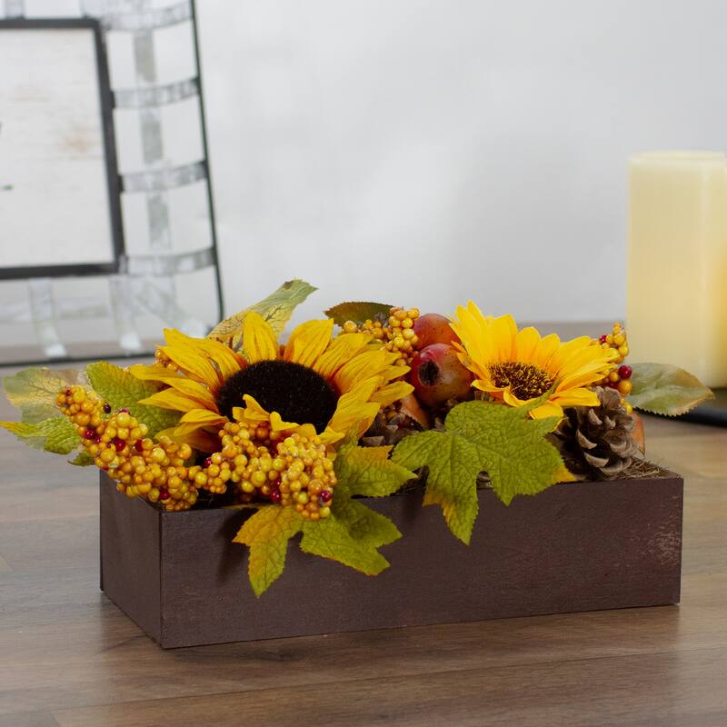 10 Yellow Brown Sunflowers Leaves Fall Harvest Floral Arrangement