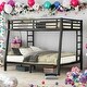 preview thumbnail 2 of 9, Black Metal Full XL over Queen Bunk Bed With Under Bed Storage