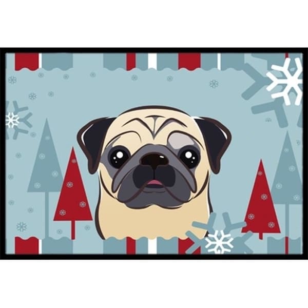 Carolines Treasures BB1758JMAT Winter Holiday Fawn Pug Indoor & Outdoor Mat 24 x 36 in.