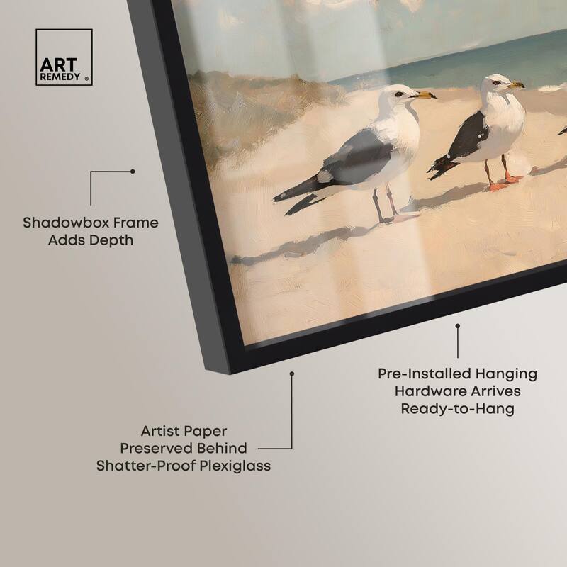 Seagulls at the Beach I Shadowbox by Art Remedy