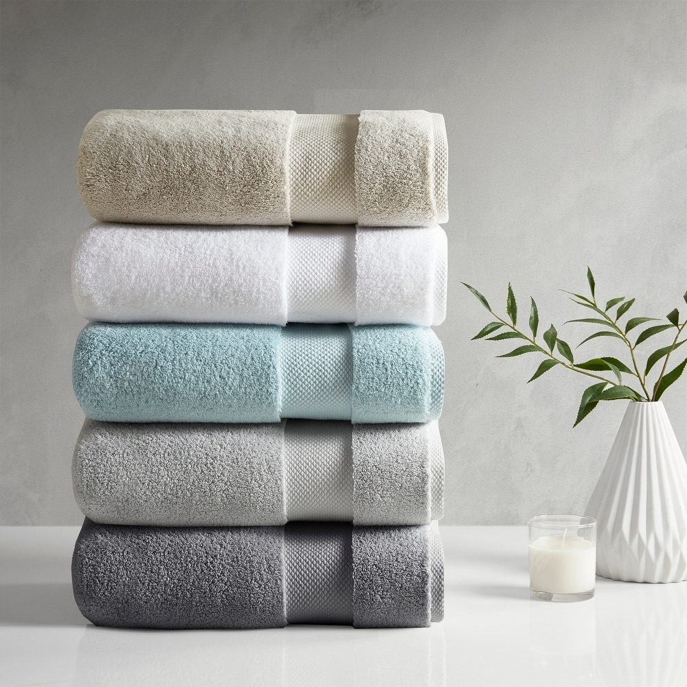 MADISON PARK SIGNATURE Cotton 6 Piece Bath Towel Set with Charcoal  MPS73-454