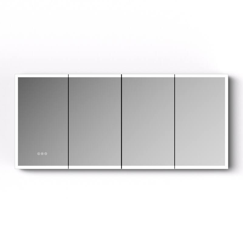 GDFStudio Elowen Aluminum Glass LED Medicine Cabinet with Anti-Fog Storage