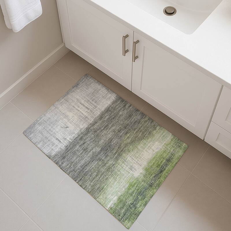 Premium Washable Super Soft Contemporary Drip Mayfield Rug - Fern - 1'8" x 2'6"