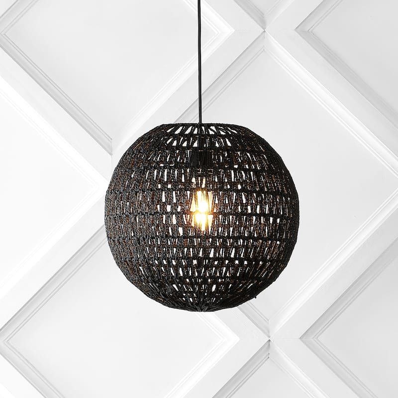 Campana 1-Light Bohemian Modern Woven Rattan/Iron LED Pendant, by JONATHAN Y