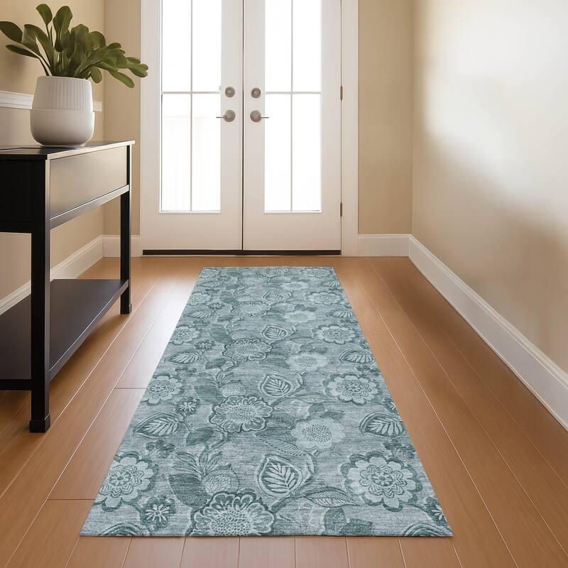 Premium Washable Super Soft Traditional Mayfield Rug - Teal - 2'3" x 7'6"
