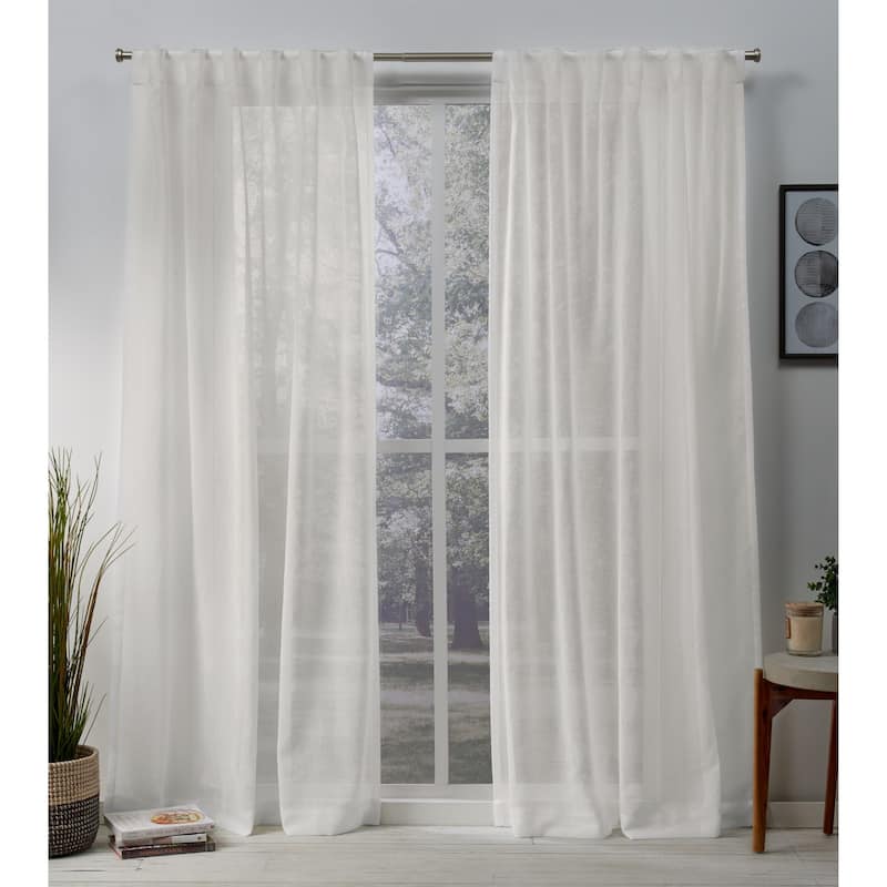 ATI Home Belgian Sheer Hidden Tab Top Curtain Panel Pair - 50X84 - Snowflake