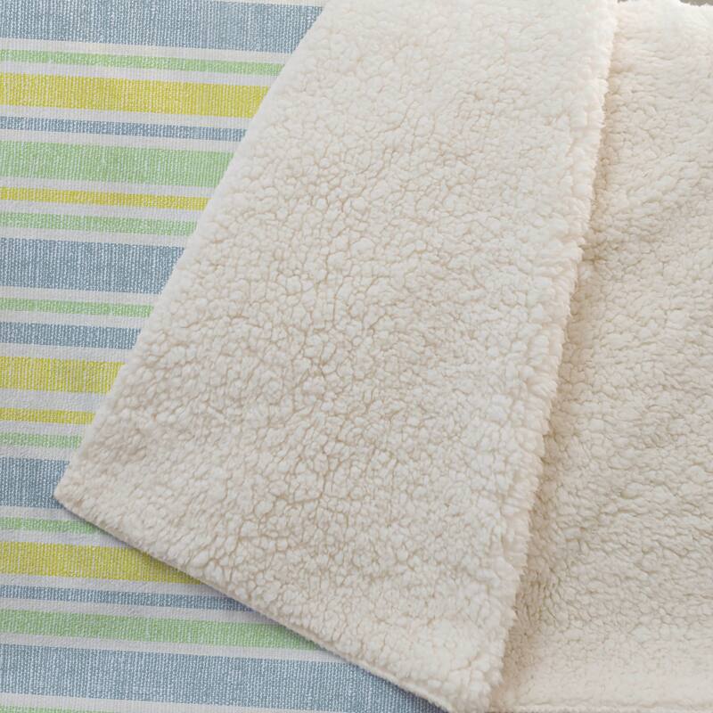 Premium Machine Washable Modern Stripe Sherpa Throw Blanket