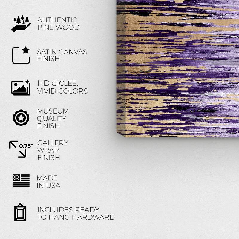 Wynwood Studio Canvas Abstract Lavender Rains Duet II Gold and Metallic Gold Modern & Contemporary Wall Art Canvas Print