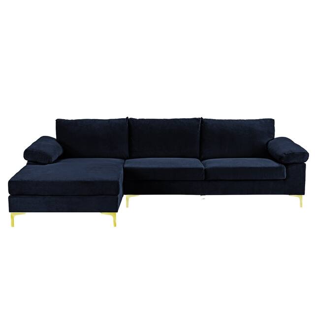 Velvet Upholstered L-Shape Sectional Sofa