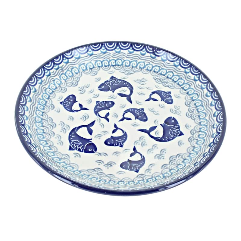 Blue Rose Polish Pottery Ceramika Artystyczna Dessert Plate - Summer Fun