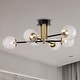 preview thumbnail 1 of 10, Atlas 32 Inch Globe Clear Glass Semi Flush Mount 6 Light - N/A