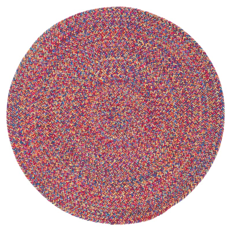 SAFAVIEH Braided Coline Cotton Flatweave Rug - 6' Round - Red/Yellow