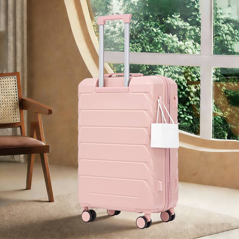 28 Inch Large Checked Luggage, Scratch Resistant Surface Four Multi-Directional Wheels, With Combination Lock and Side Hooks