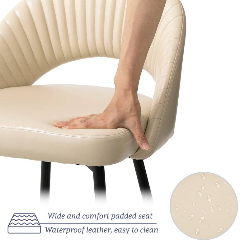Glitzhome Modern Quilted Leatherette Tapered Legs Bar Stools Set of 4 or 6