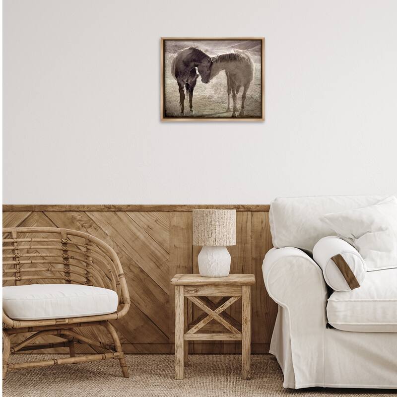 Stupell Muted Horse Pair Hugging Framed Floater Canvas Wall Art Design By Steve Toole