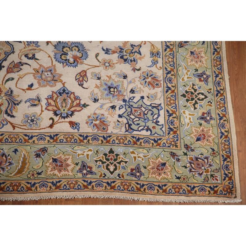 Hand Knotted Oriental 100% Wool Carpet Traditional Floral Beige & Ivories Najafabad Area Rug - 10' 9'' X 8' 2''