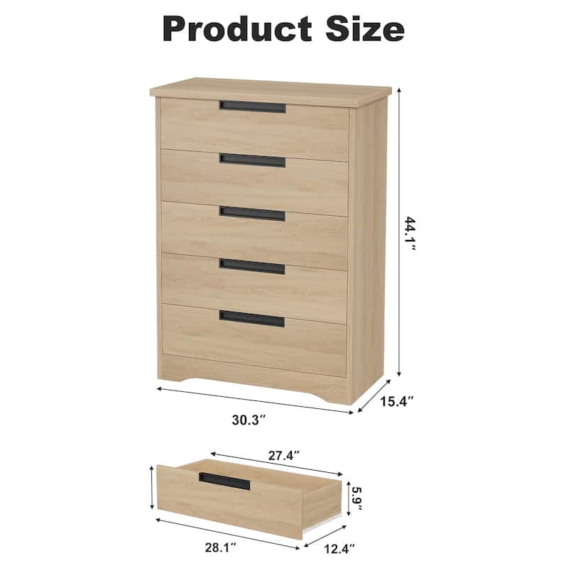 4/5 Drawer Dresser for Bedroom,Wooden Dresser Chest of Drawers with Embedded Handles