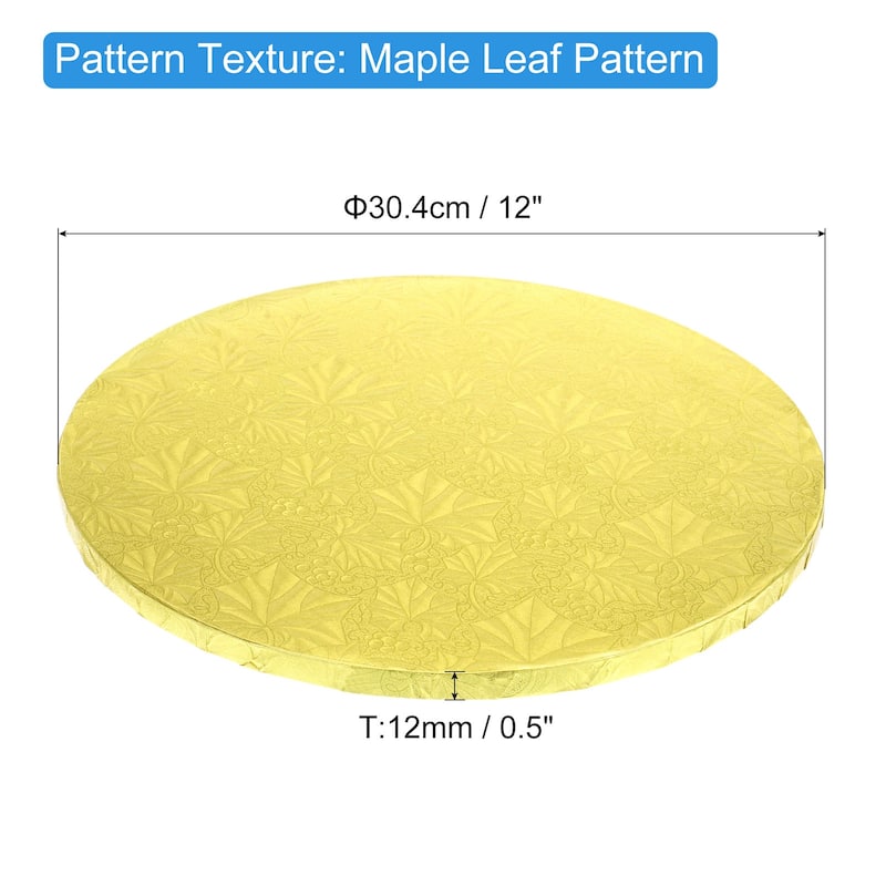 Cake Boards, 1Pcs - Cardboard Cake Drums, 1/2" Thick Round Cake Base - Gold - 12 Inch