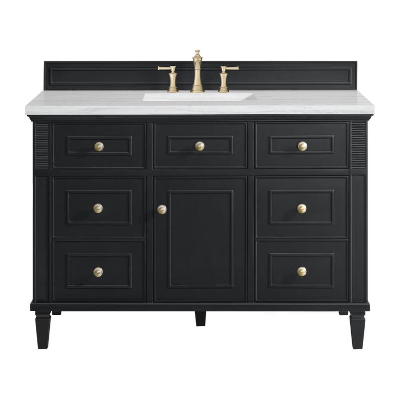 James Martin Vanities 424-V48-3AF Lorelai 48" Single Basin Wood Vanity - Black Onyx - Anthracite Finish