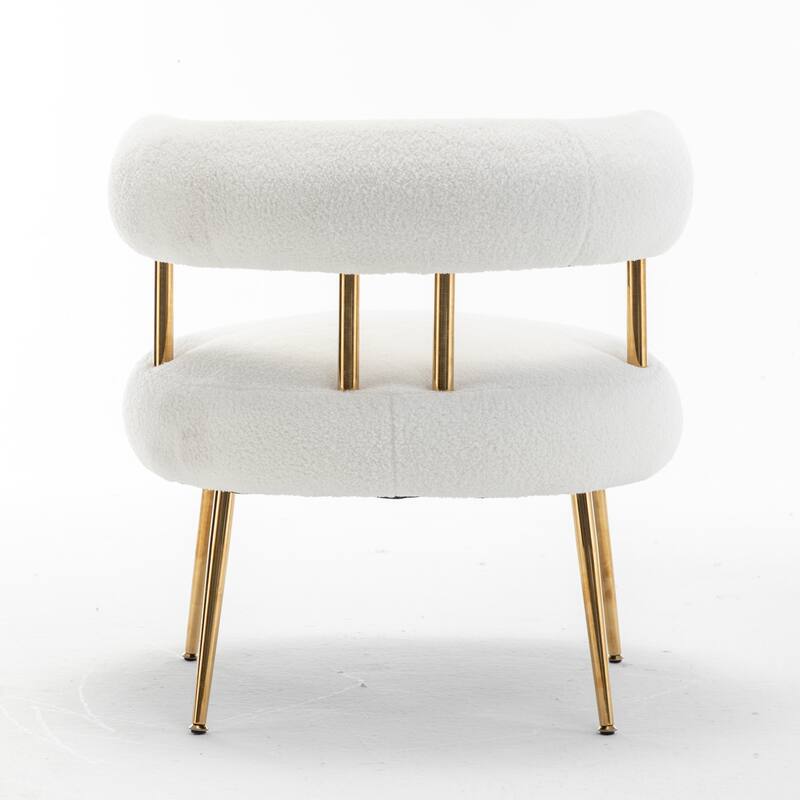 SEYNAR Modern Glam Upholstered Comfy Open-Back Accent Vanity chair with Golden Legs