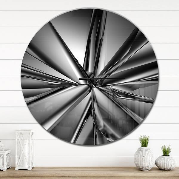slide 2 of 9, Designart 'Futuristic Crystal Background' Oversized Modern Wall CLock