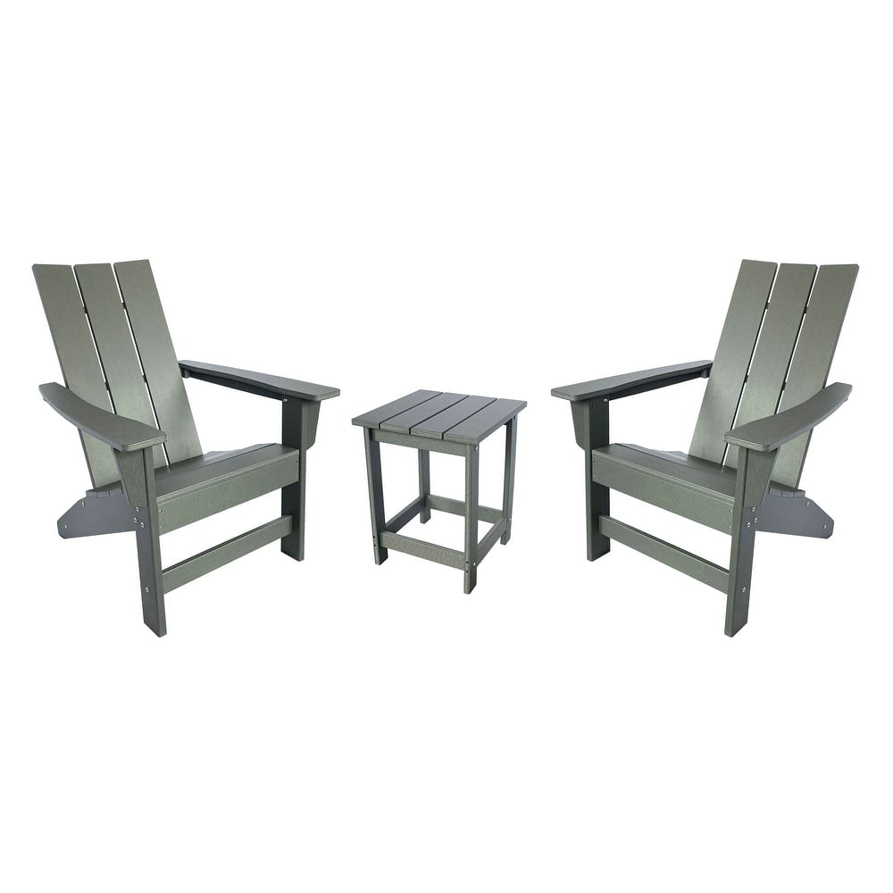 Hampton All Weather Poly Lumber Outdoor Modern Adirondack Chair and Table Set