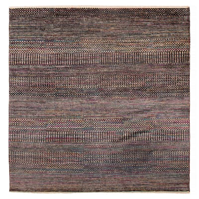 ECARPETGALLERY Hand-knotted Silk Shadow Black Multi Color Rug - 8' 4" x 8' 4"