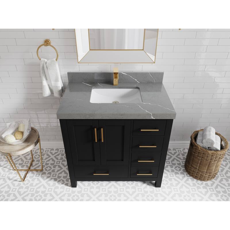 Willow Collections 36 in. W x 22 in. D Malibu Center Sink Left Bathroom Vanity with Countertop