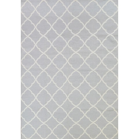 Trellis Durrie Kilim Oriental Modern Area Rug Flat-woven Wool Carpet - 8'0" x 10'0"