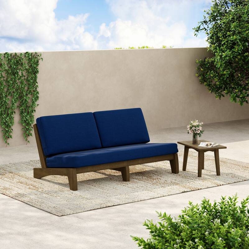 3-Seat Outdoor Sofa Set with Solid Wood Coffee Table, Weather-Resistant Cushions