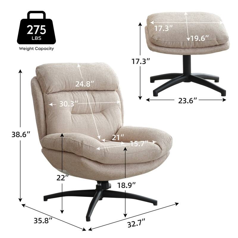 Swivel Accent Chair with Ottoman Rocker Chairs Ottoman Set Rocking Glider Lounge Reading Chair Footrest for Living Room Green
