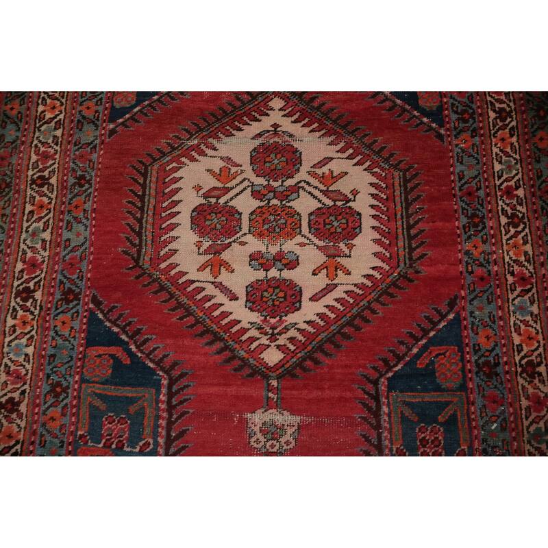 Hand Knotted Oriental 100% Wool Carpet Traditional Geometric Red Heriz Runner Rug - 17' 1'' X 3' 3''