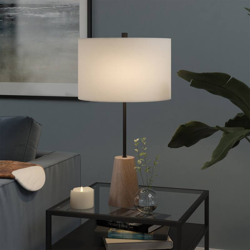 Killian 25.5" Limed Oak Table Lamp with Fabric Shade
