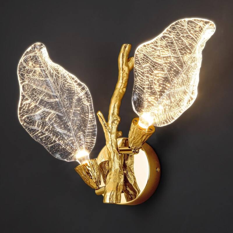KAYLA 2-Light Bionic Leaf Wall Sconce - Gold