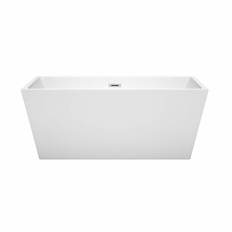 Wyndham Collection Sara 59-inch White Freestanding Soaking Bathtub