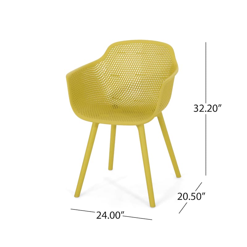 Roomfitters Modern Outdoor Armchairs with Perforated Back and Curved Seat, Lightweight Patio Seating, Set of 2