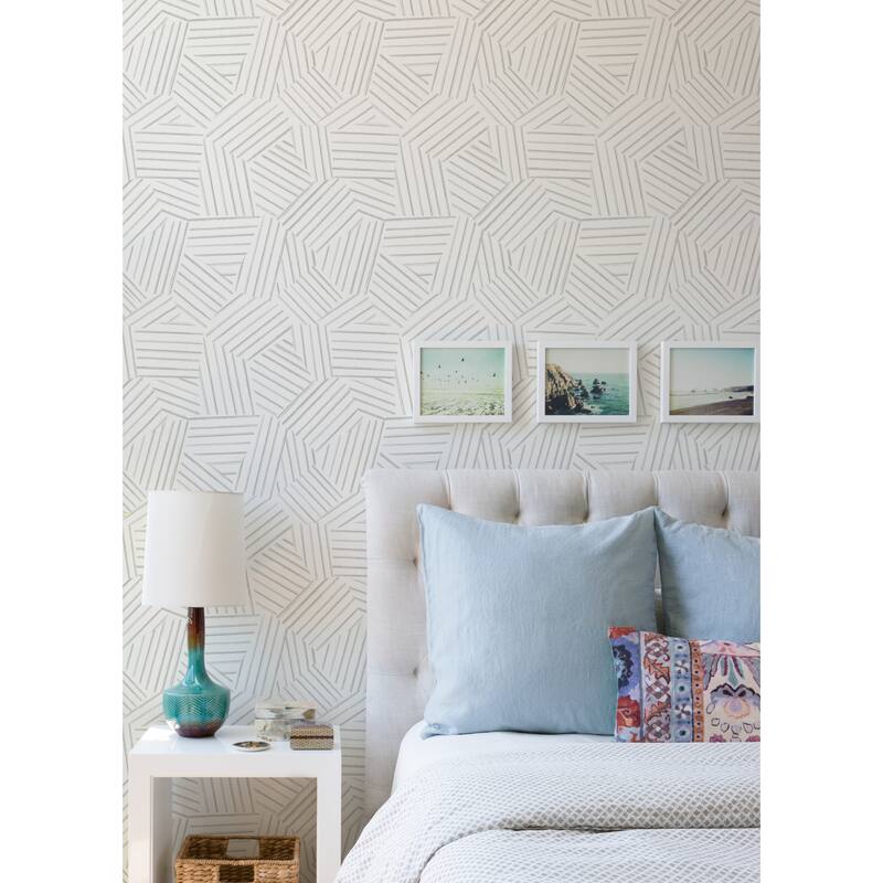 A-Street Prints Helene Pewter Geometric Lines Wallpaper