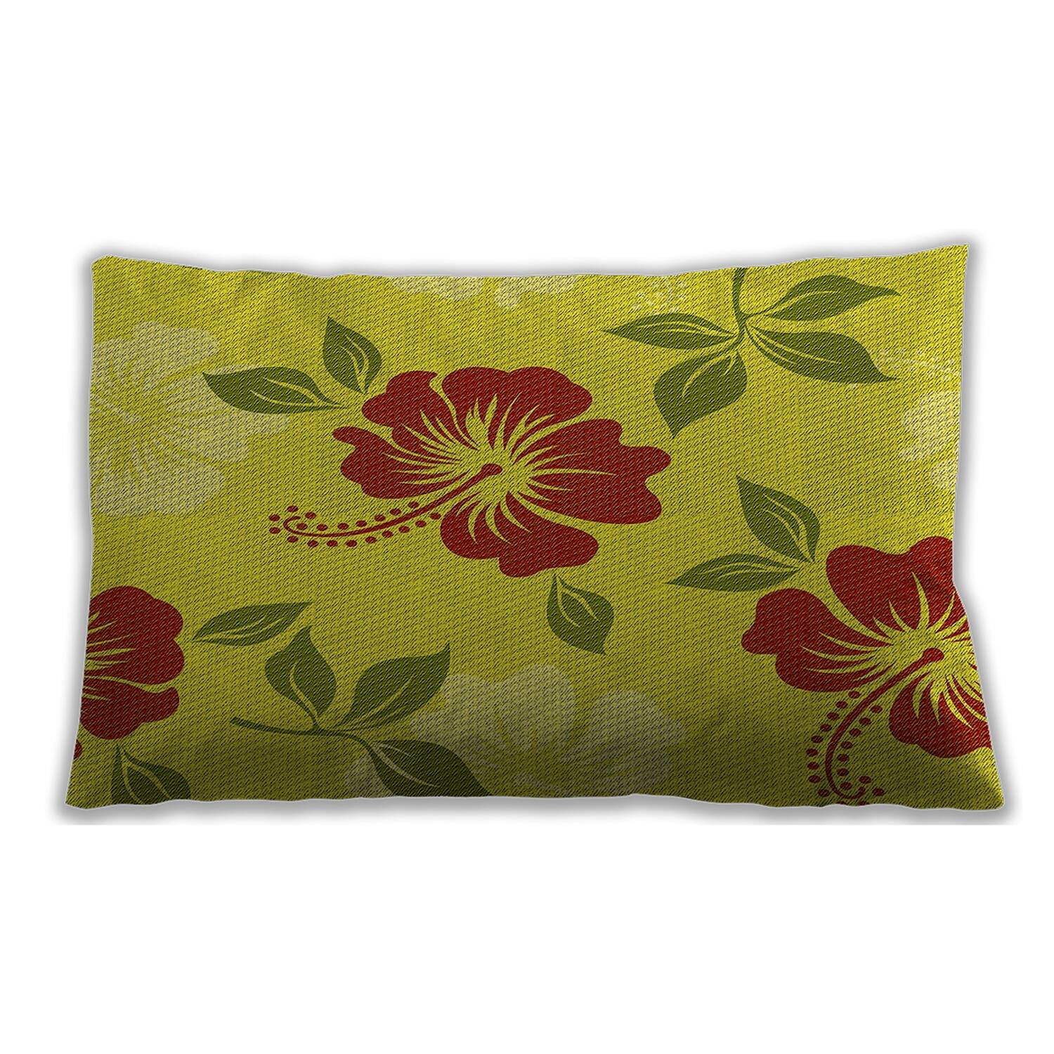 Ahgly Company Patterned Indoor Outdoor Canary Yellow Lumbar Throw Pillow