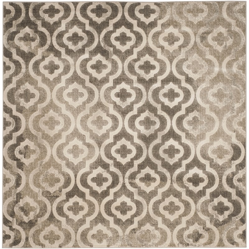 SAFAVIEH Porcello Andrijana Geometric Trellis Area Rug - 6'7" Square - Grey/Ivory