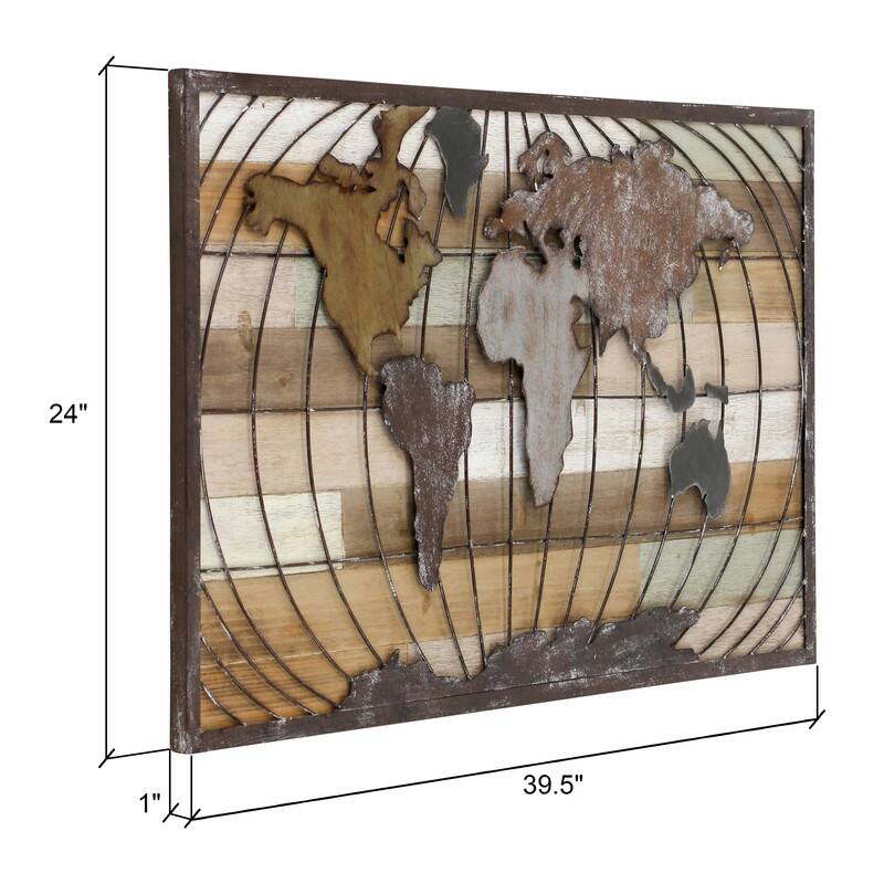 Marco World Map Wall Decor - 24"H x 39.5"W x 1"D
