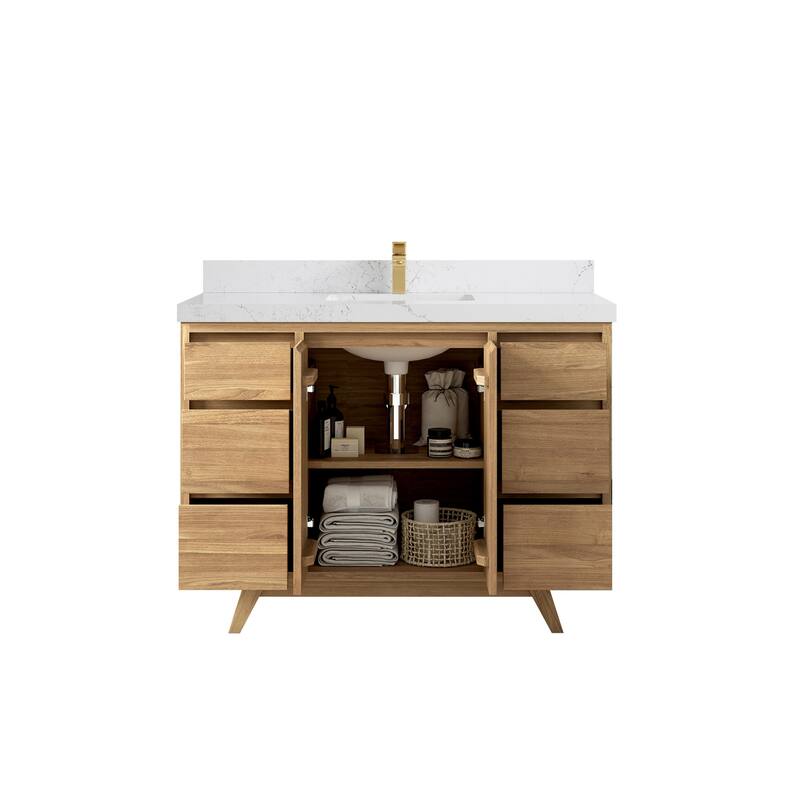 Willow Collections 48 in. W x 22 in. D Madison Teak Single Sink Bathroom Vanity with Countertop