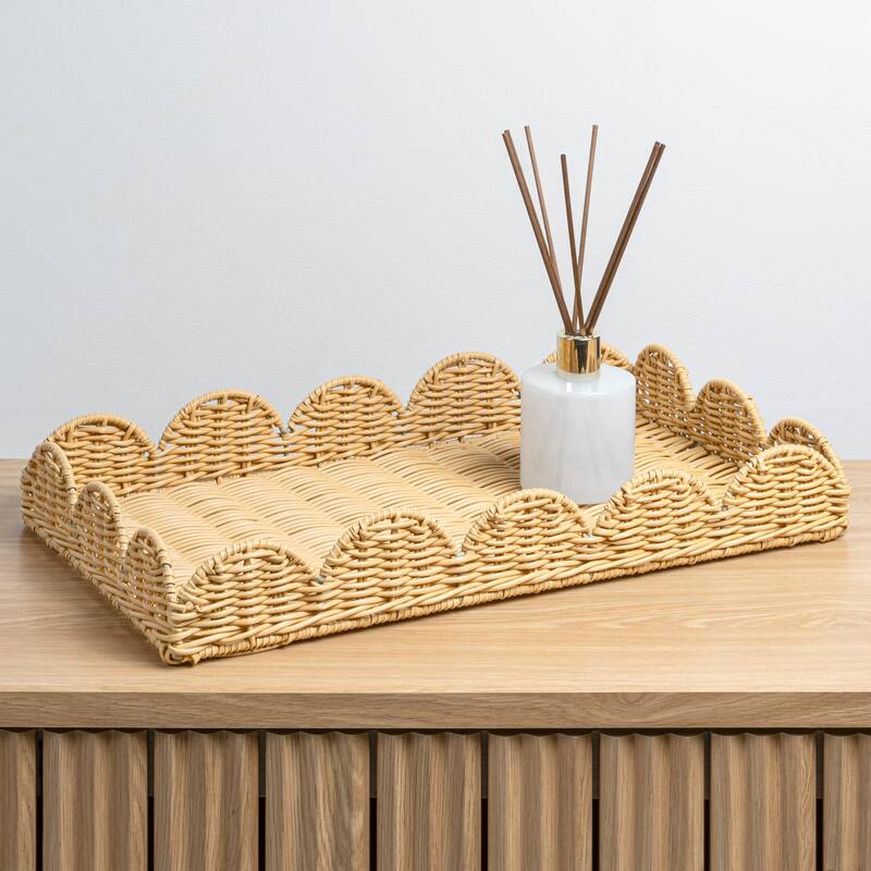 happimess Resin Rectangular Decorative Serving Trays (Set of 3) - Brown