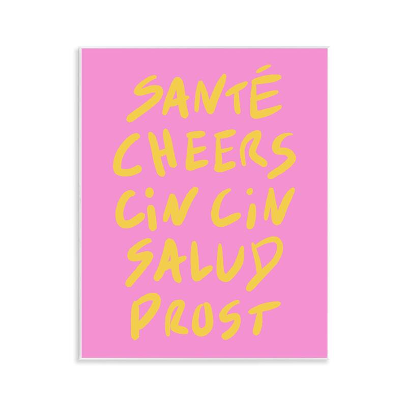 Stupell Multilingual Cheers on Pink Wall Plaque Art Design By House of Lulu - 11 x 14