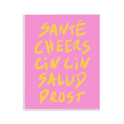 Stupell Multilingual Cheers on Pink Wall Plaque Art Design By House of Lulu