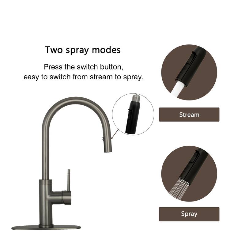 One-Handle Pull-Down Kitchen Faucet with Deck Plate